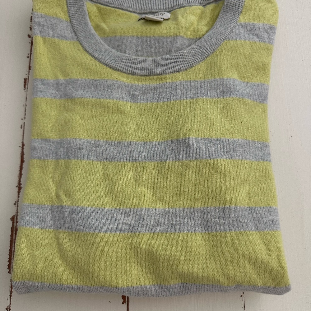J Crew Striped Sweater - Gray and Yellow